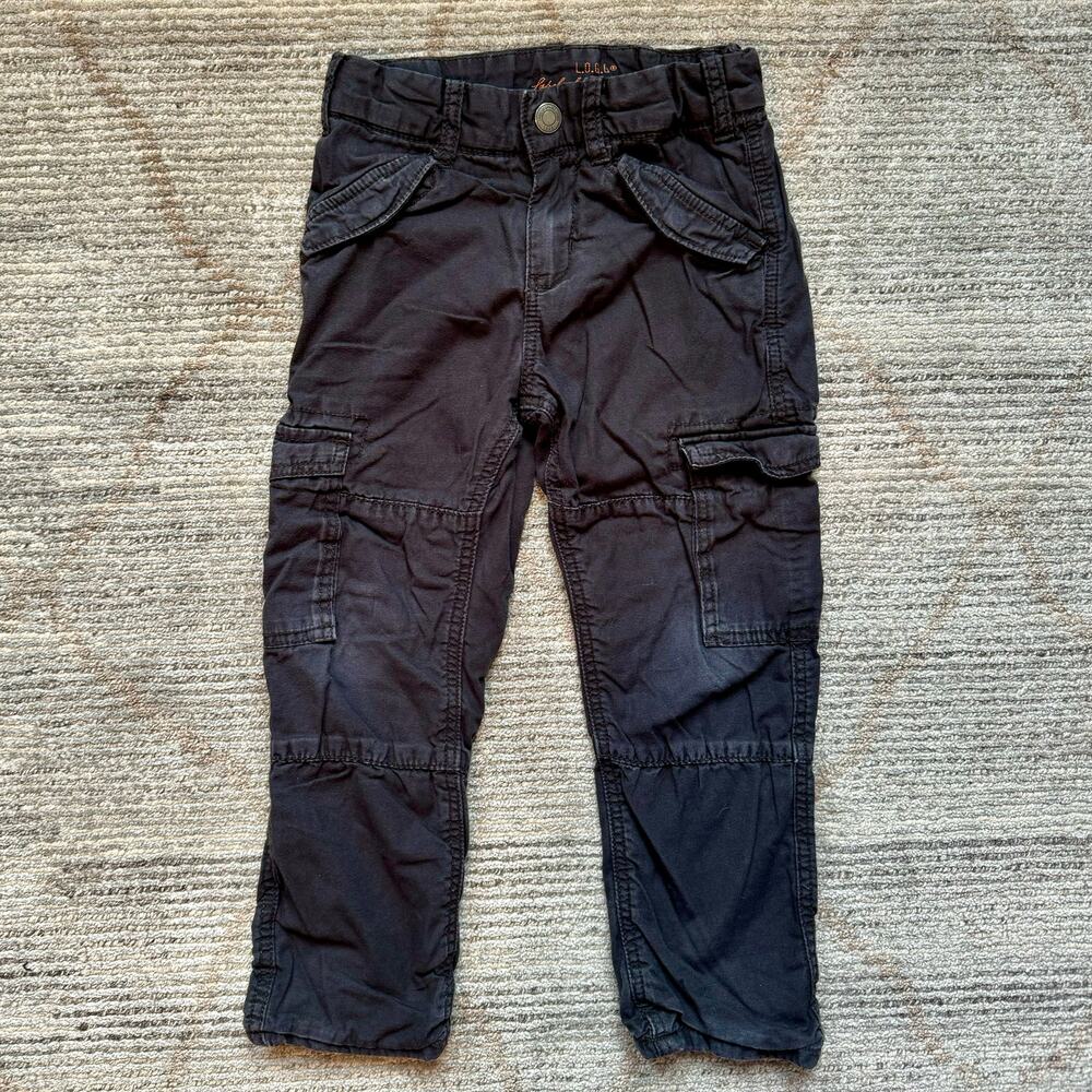 * H&M jersey lined cargo pants black toddler sz 3/4 100% cotton
